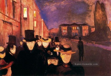 Abend auf karl johan Straße 1892 Edvard Munch Expressionismus Ölgemälde